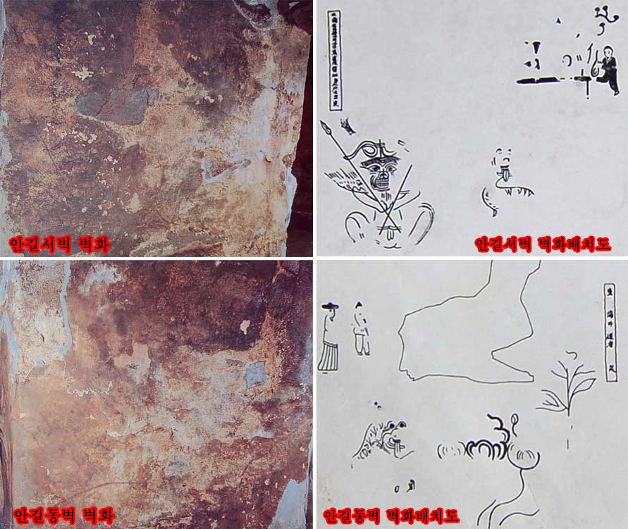 0-덕흥리무덤의 안길서벽과 동벽의 벽화