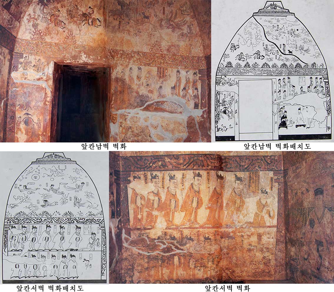 0-앞칸남벽과 서벽 벽화와 배치도