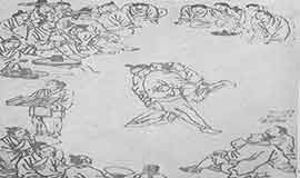 Painting “Korean Wrestling” by Kim Hong Do in the 18th century