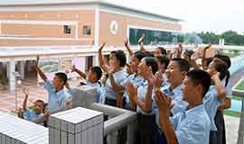 happy orphans in Pyongyang Orphans’ Secondary School