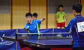 Les handicapés coréens à la compétition de tennis de table des handicapés et des amateurs, printemps 2016